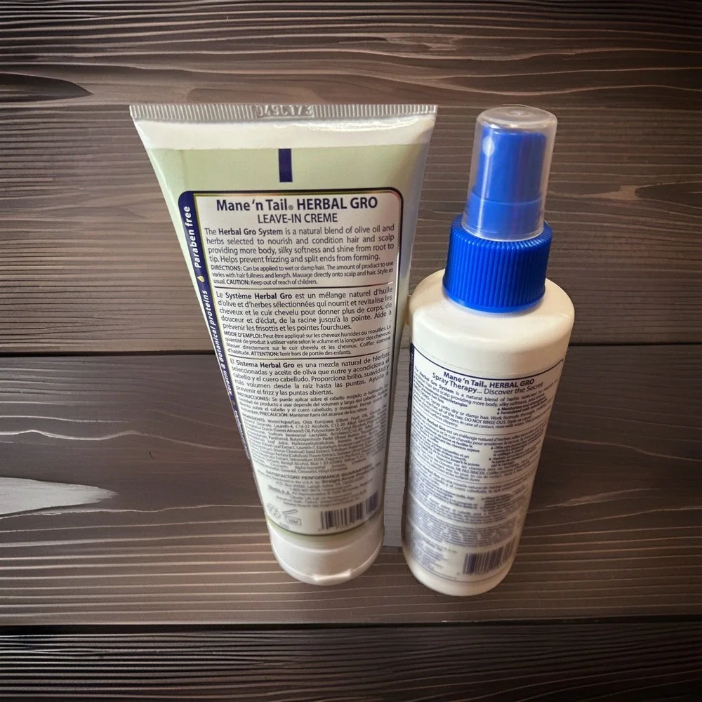 Mane 'n Tail Herbal Gro‎ Olive Oil Leave-in Crème 5.5oz & Spray Therapy 6oz